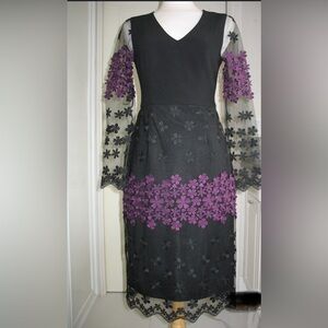 Black Halo Long Sleeve Dress in Black and Purple